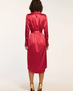 Ramy Brook Victoria Silk Button Down Midi Dress Fashion