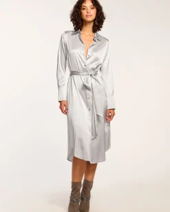 Ramy Brook Victoria Silk Button Down Midi Dress Fashion