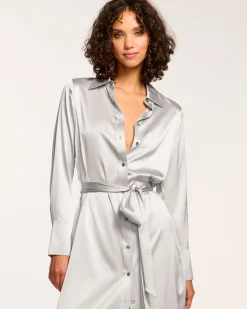 Ramy Brook Victoria Silk Button Down Midi Dress Fashion