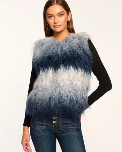 Ramy Brook Walter Faux Fur Vest Navyombre Fashion
