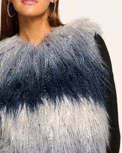 Ramy Brook Walter Faux Fur Vest Navyombre Fashion