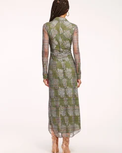 Ramy Brook Wyatt Button Down Mesh Maxi Dress Sagetartan Hot