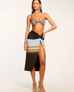 Ramy Brook Xana Coverup Skirt Brownstripe Discount