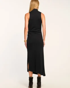 Ramy Brook Ximena Rib Knit Midi Dress Black Best