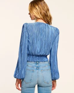 Ramy Brook Yolande V-Neck Crop Top Bluepleats Online