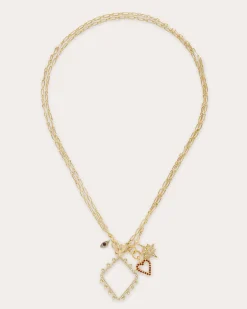 Ramy Brook Zena Charm Necklace Gold New